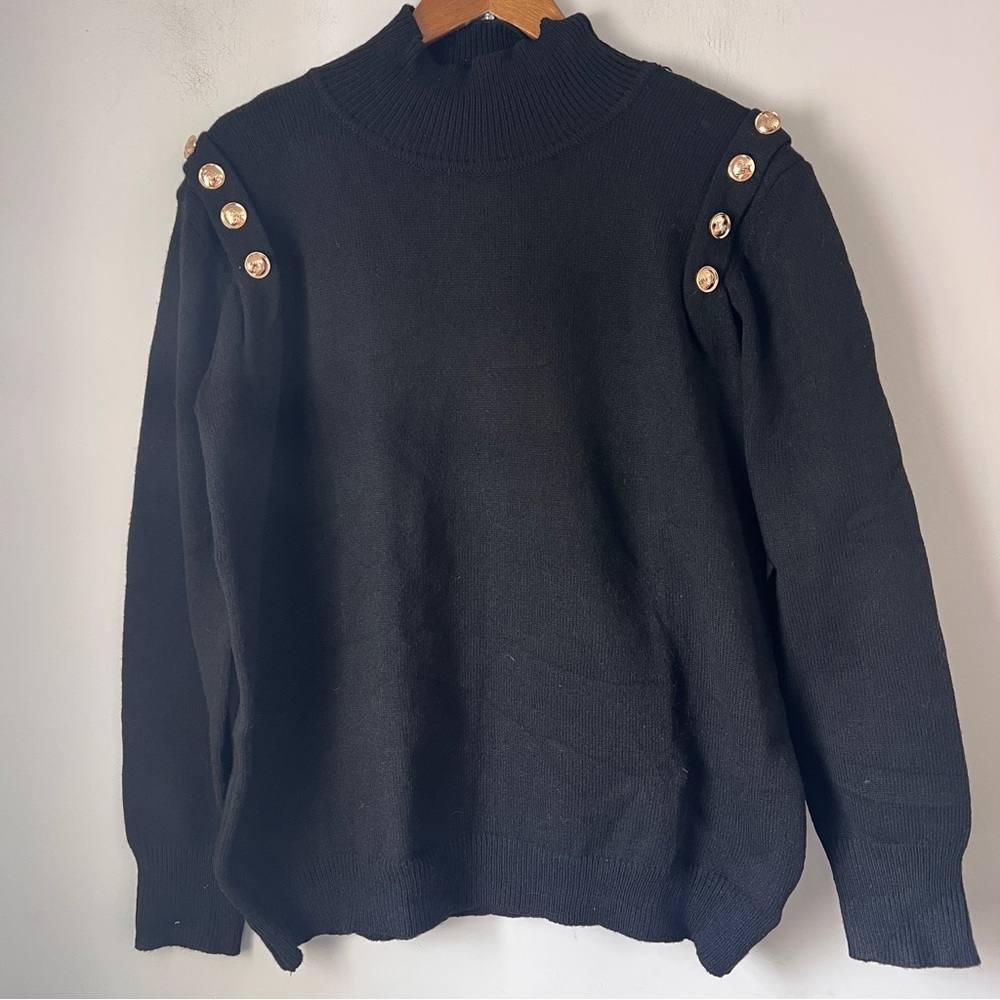 STYLEWE Black and Gold Cowl Neck Sweater